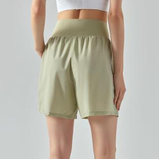 waist belly high cycling loose shorts pocket yoga