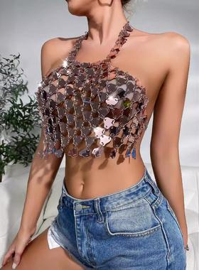 see clothes through club outfit sequin beach tank tops crop