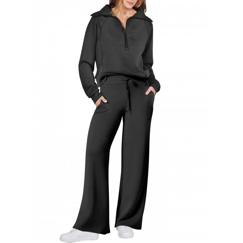 women for suit piece two pants leg wide sweatshirt sleeve