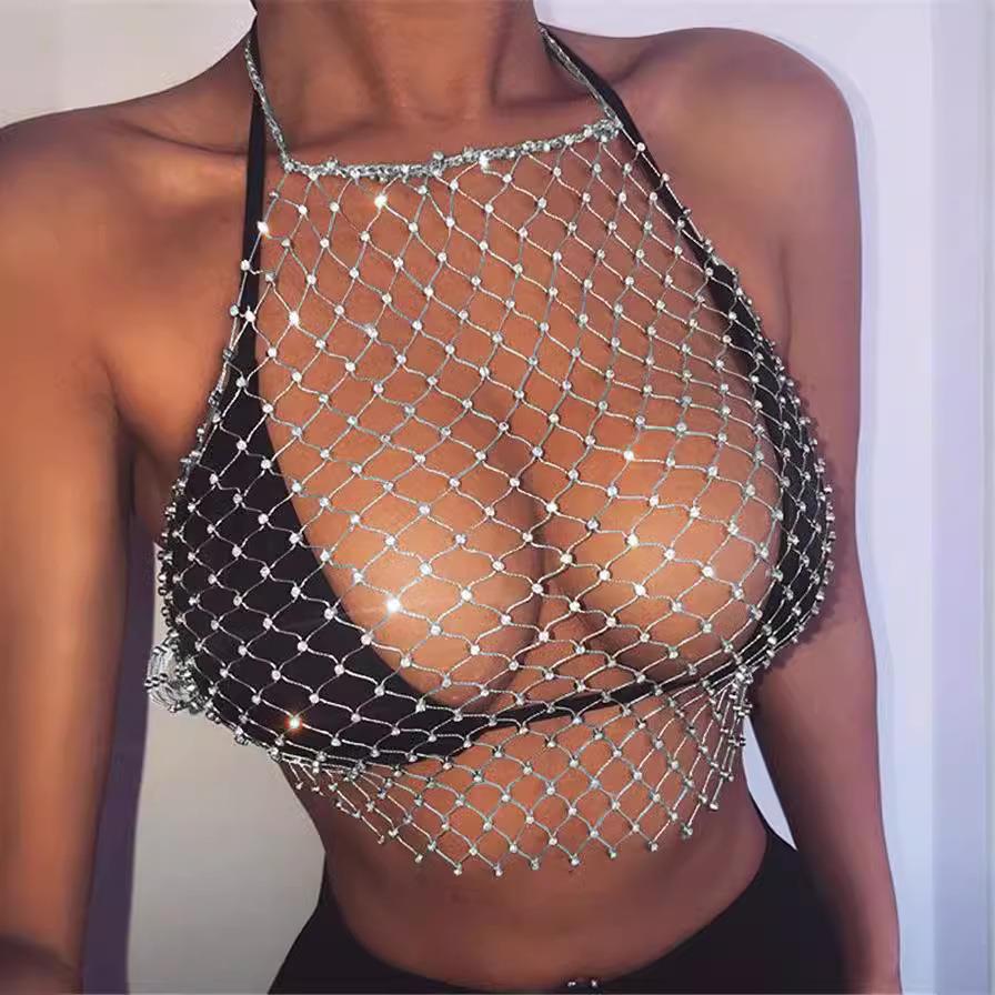 sexy diamond women cover-up transparent wrap for disco Mesh
