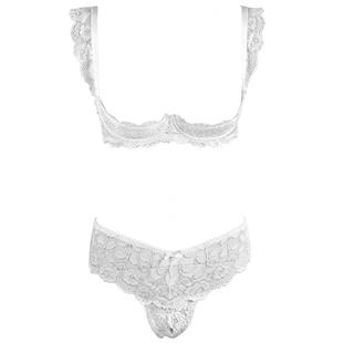 White lingerie lace set bra sponge free-to-take-off support
