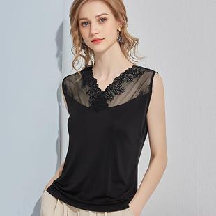 Silk Camisole Vest Women White Black Bottoming Shirt