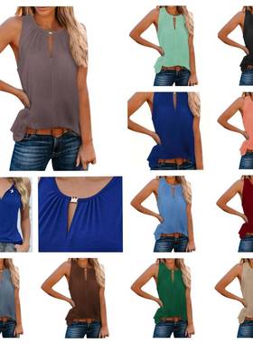 Womens Fashion Elegant Personality Buckled V-Neck Solid