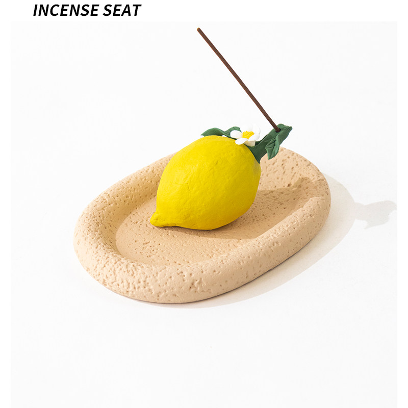 陶瓷柠檬线香香插底座可爱室内香盘摆件创意生日礼物桌面熏香香座,家居饰品,香托/香盘/香座/香插,淘宝优惠券,粉丝福利购,淘宝优惠卷