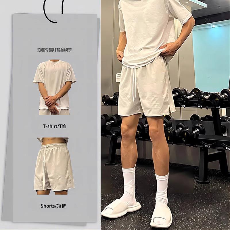 高端薄款短裤运动套装男士2025年新款夏季薄款短袖T恤两件套男款