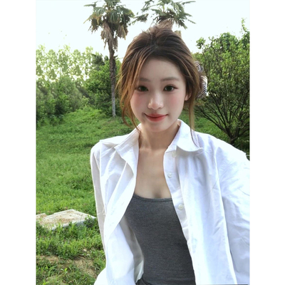 白色防晒长袖衬衫外套女夏季上衣