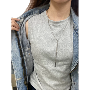 內搭打底修身 美式 純棉圓領遮副乳運動背心女夏季 無袖 上衣 顯瘦短款