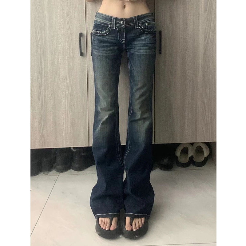美式复古辣妹低腰牛仔裤女春秋季2025年新款微喇直筒宽松阔腿裤子,女装/女士精品,牛仔裤,淘宝优惠券,粉丝福利购,淘宝优惠卷