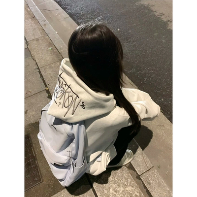 潮牌刺绣连帽卫衣女秋冬美式外套