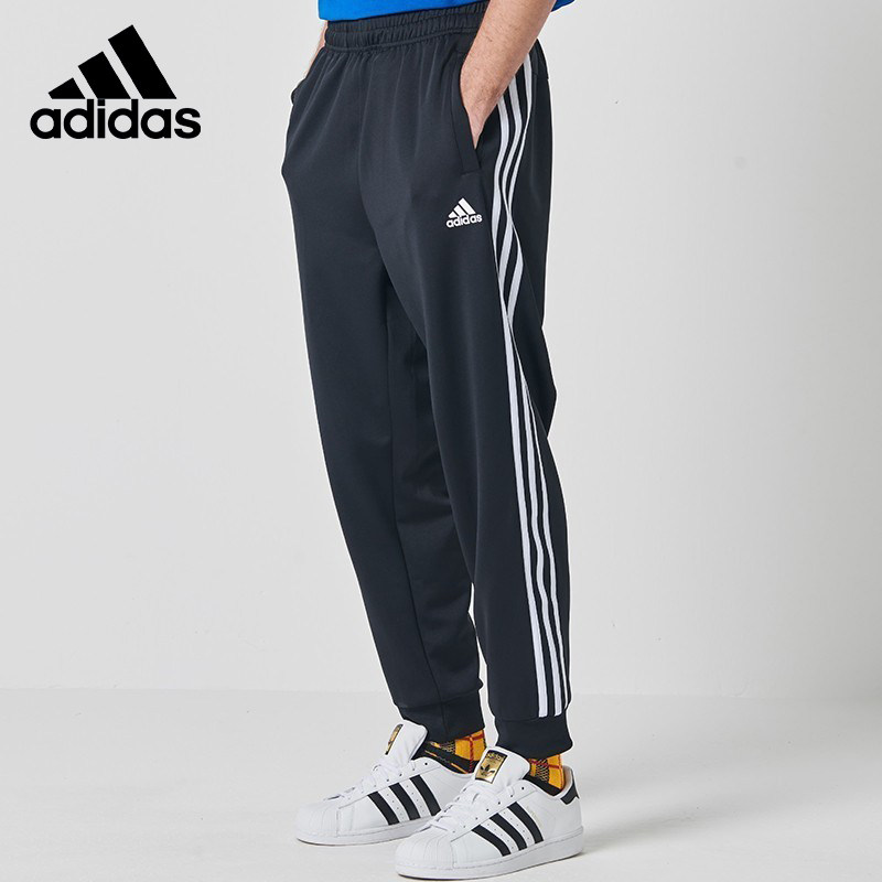 adidas阿迪达斯裤子男春秋宽松跑步束脚裤直筒条纹运动裤休闲长裤