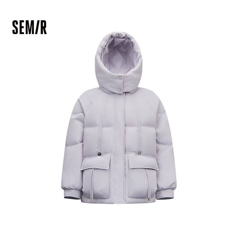 森马冬季女款宽松90绒连帽提花肌理羽绒服2025年新款107725113016