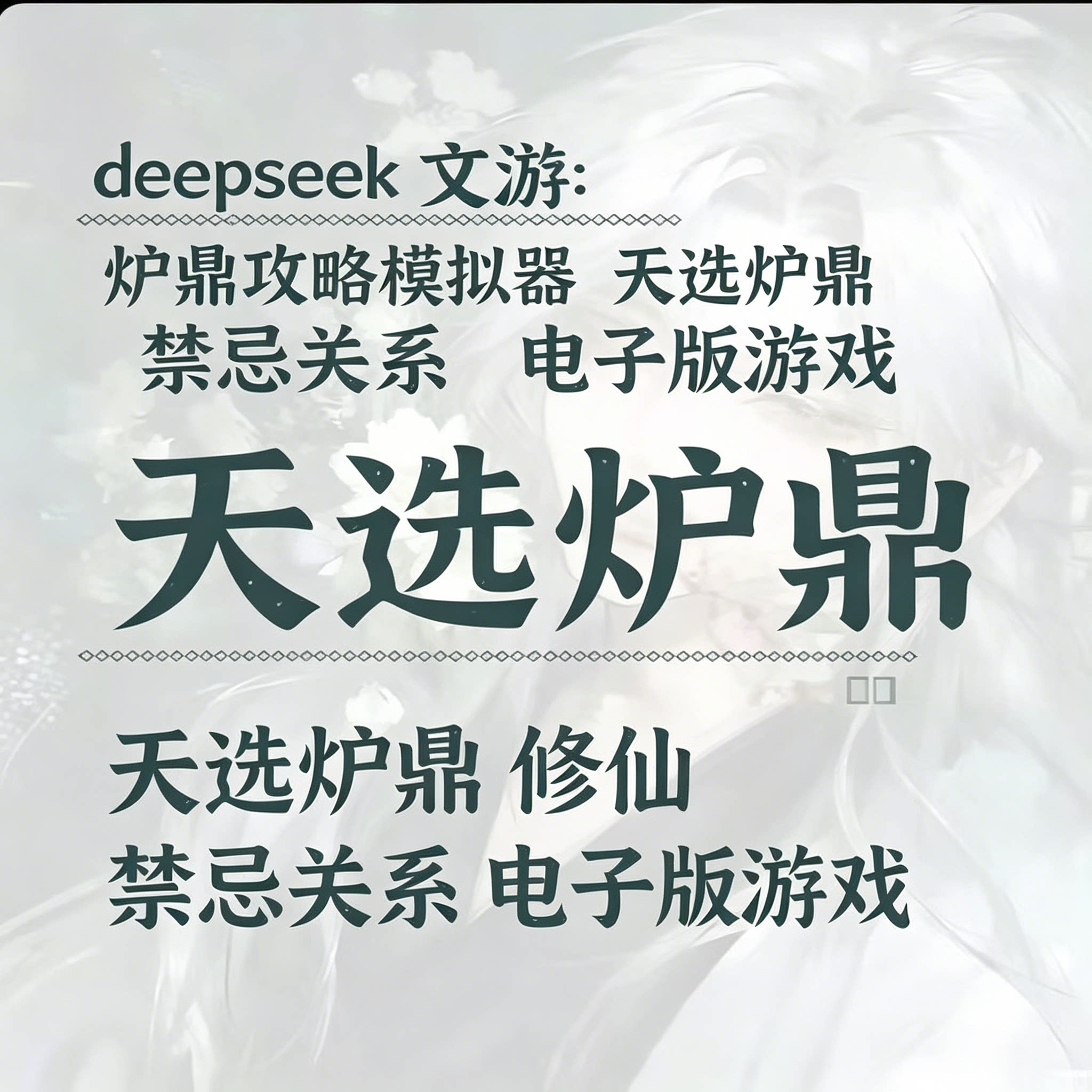 deepseek文游炉鼎攻略模拟器修仙互动玩法禁忌关系教程资料
