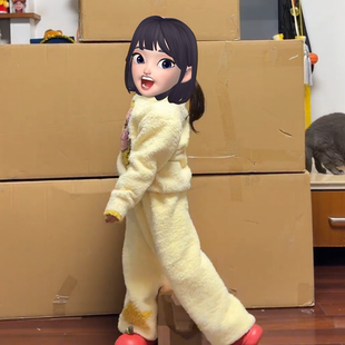 亲子装儿童家居服套装新款卡通星星人半边绒加厚秋冬保暖女孩睡衣