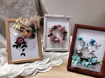 森系家居装饰相框干花画摆件挂饰亲子diy沙龙室外活动7寸立体画.