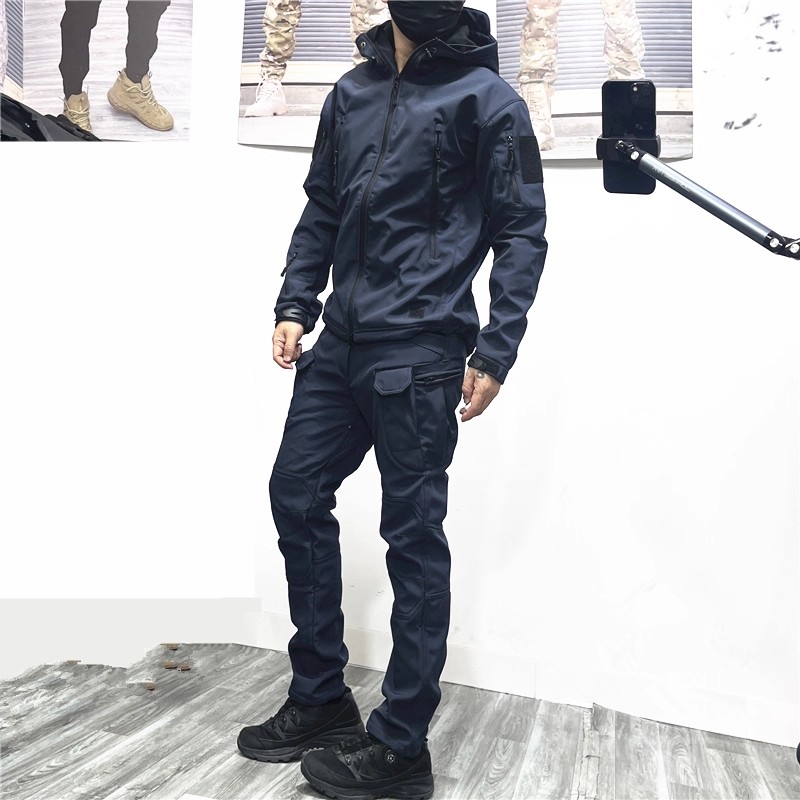 秋冬防风防水抓绒软壳男