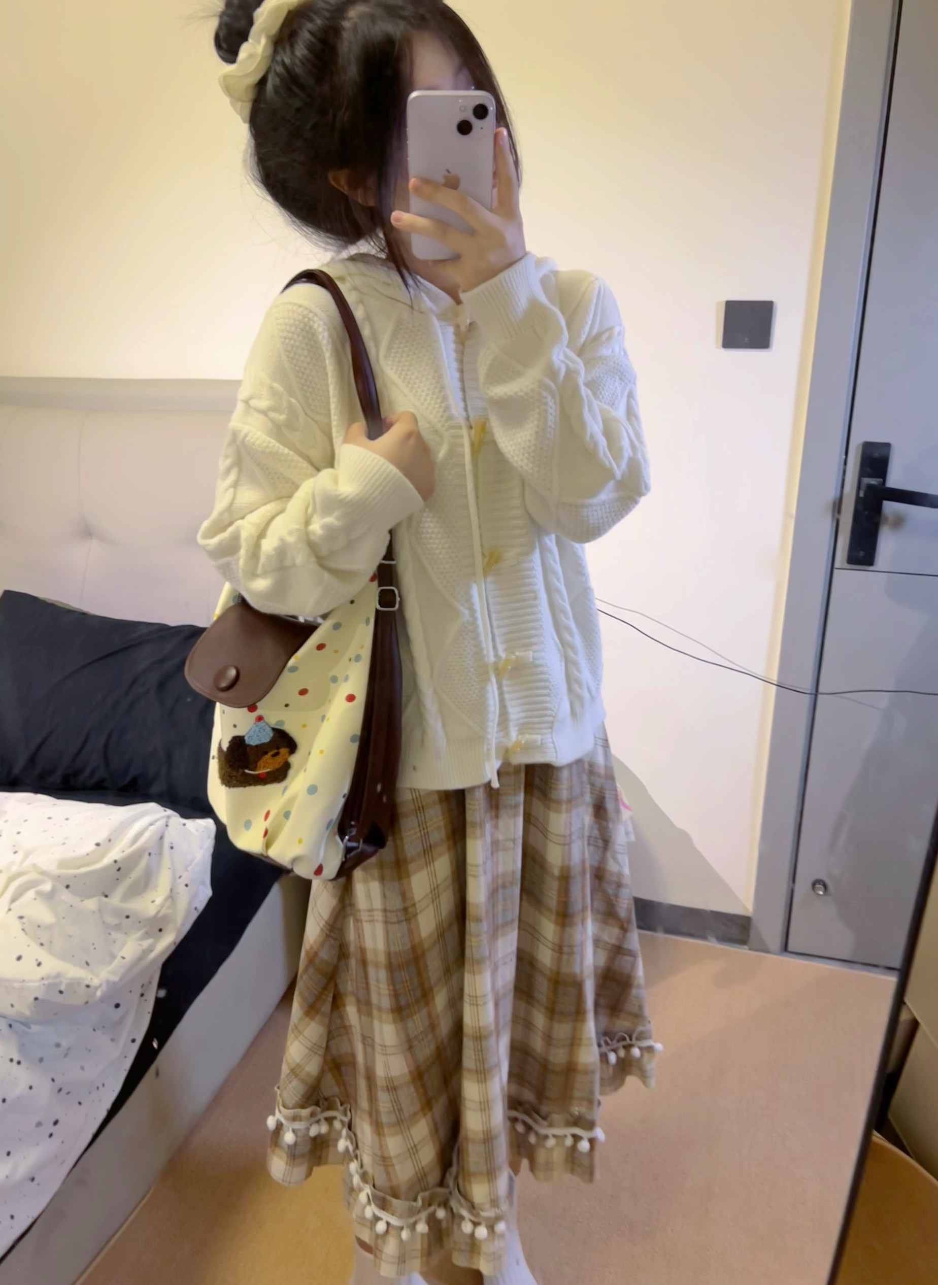 复古格子半身裙女秋冬新款高腰显瘦中长款a字裙学院风半身裙套装