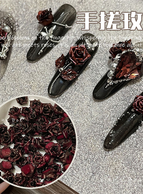 美甲雕花手搓玫瑰月季树脂饰品