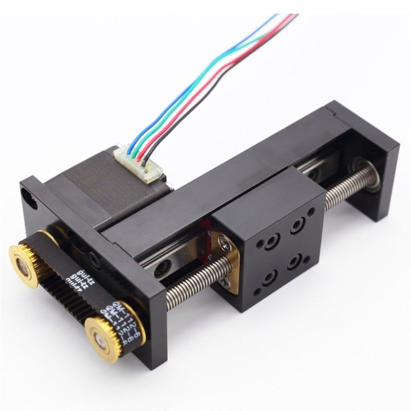 滚珠丝杆滑台微型28步进电机十字直线导轨模组电动折返T型工作台