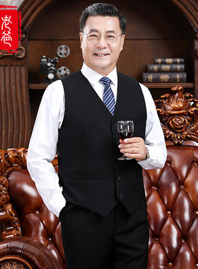中老年人西装马甲男式背心爸爸中年男士西服马夹男装外套男款秋季