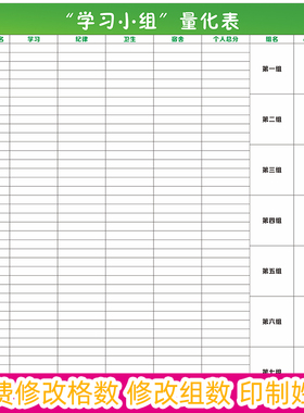 班级小组评比量化表中学