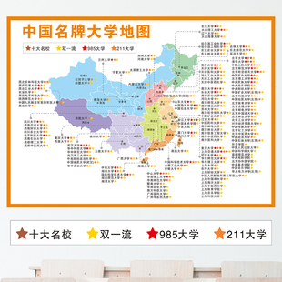 全国重点高校分布图高中班级文化墙励志装饰画985211大学地图墙贴