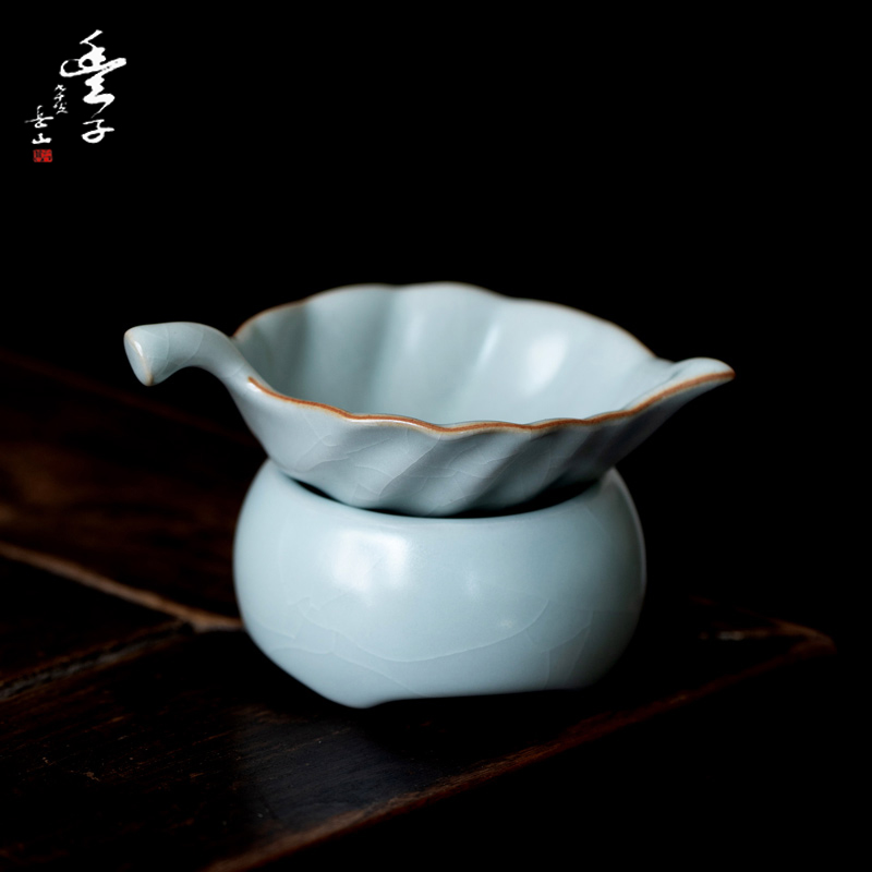 汝窑茶漏丰子汝窑开片可养功夫茶具百搭公道杯手工礼盒装茶漏套组