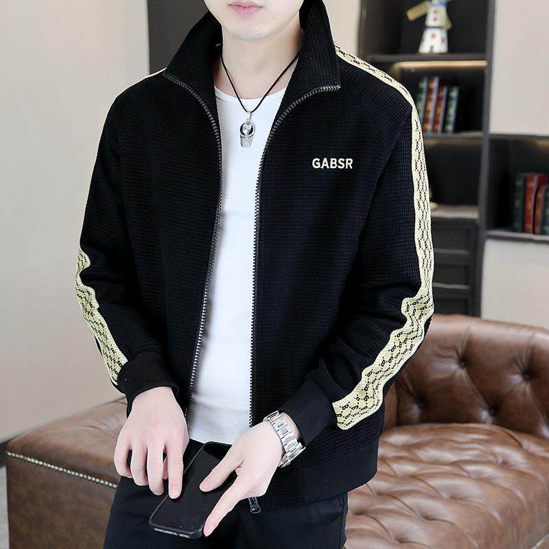 高端正品丨立领夹克男士春秋季2025新款潮牌休闲高级感华夫格外套