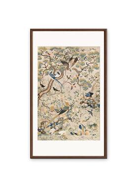 花鸟祥和图玄关法式中古风餐厅装饰画新中式客厅挂画复古艺术国画