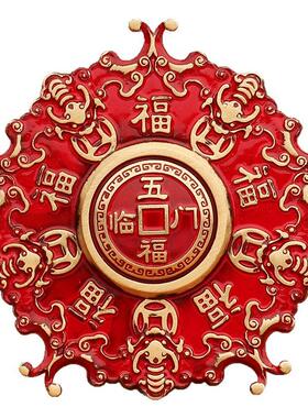 五福临门文玩转转日进斗金随身手把件盘玩蝙蝠黄铜工艺品摆件礼物