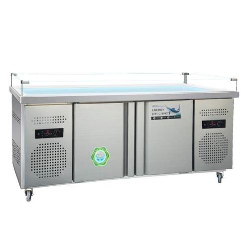 开槽沙拉台商用冷藏披萨撒料台冰粉工作台水果捞展示柜操作台冰箱