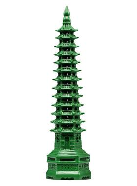 绿色木质文昌塔13层文昌塔十三层实木雕刻家居办公摆设送礼工艺品