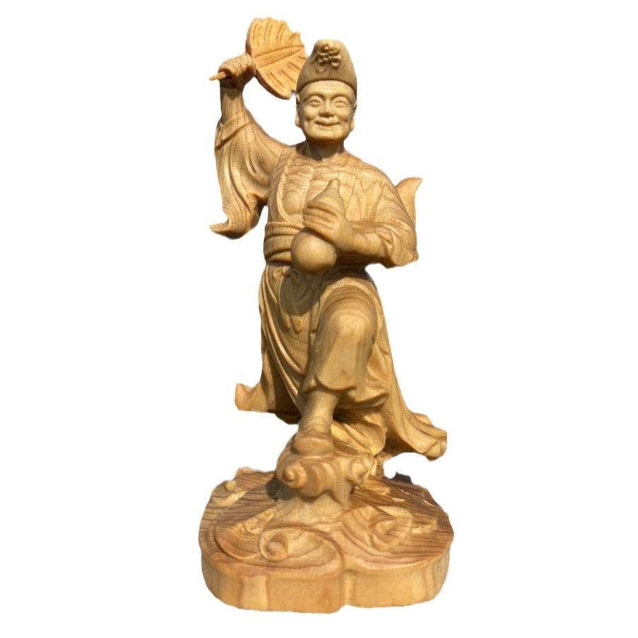 崖柏木雕活佛济公降龙罗汉醉佛家居摆件创意车载茶台盘禅意茶宠
