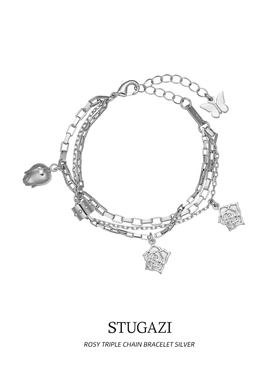 STUGAZIRosy Triple Chain Bracelet 玫瑰多层手链小众设计感手饰
