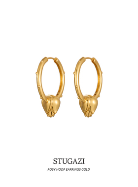 STUGAZIRosy Hoop Earrings 玫瑰花苞大耳环气质优雅耳圈耳饰女礼