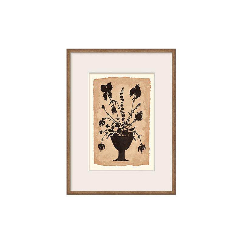 花剪影法式中古风客厅装饰画级感复古花卉餐厅画小众卧室画