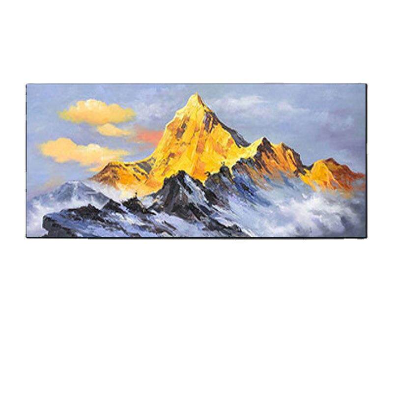 客厅装饰画现代玄关挂画简约金山立体风景油画轻奢纯手绘抽象版画