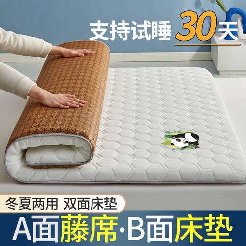 冬夏两用藤席牛奶丝加厚床垫