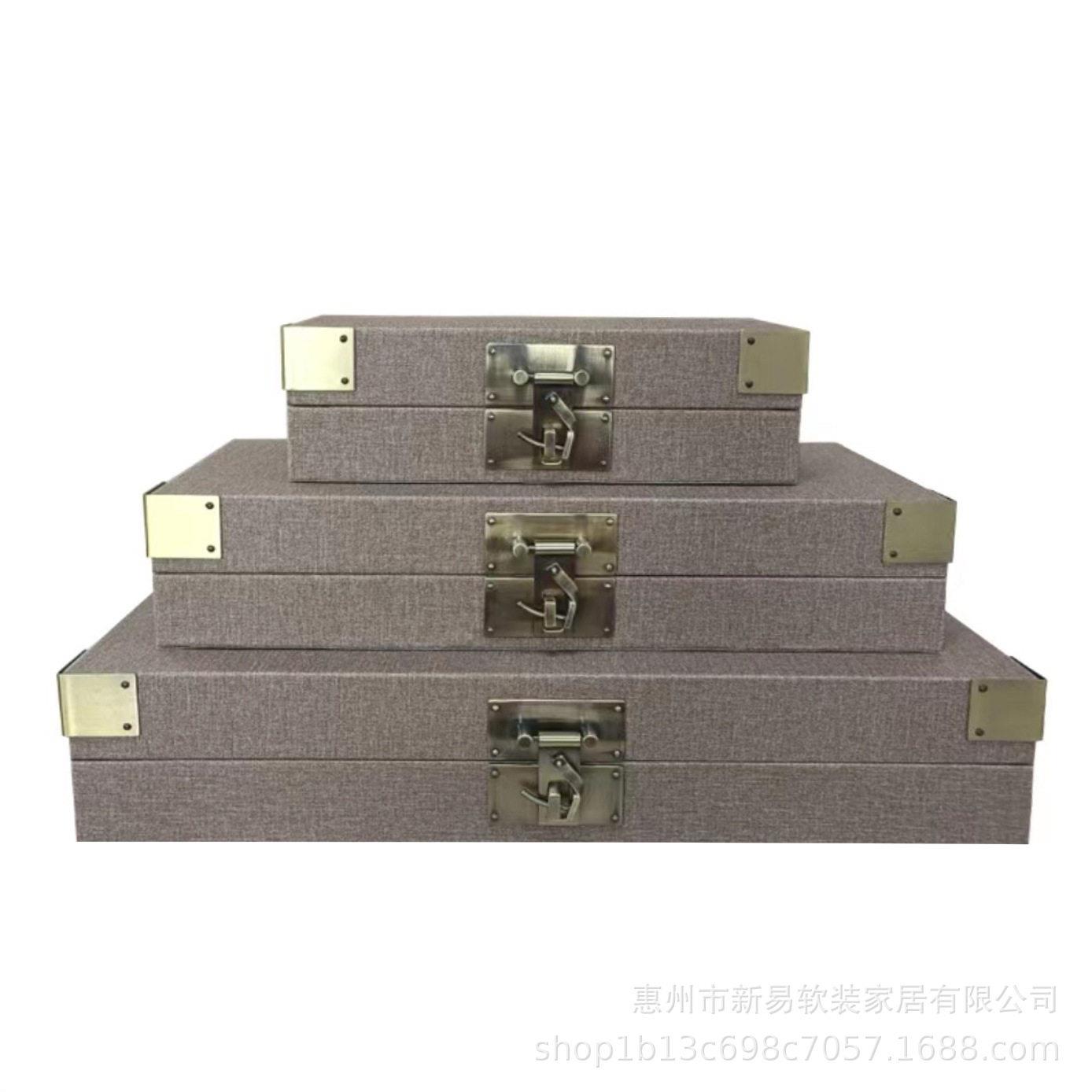 新中式首饰盒现简约收纳盒样板房客厅玄关轻奢软装饰品工艺摆件