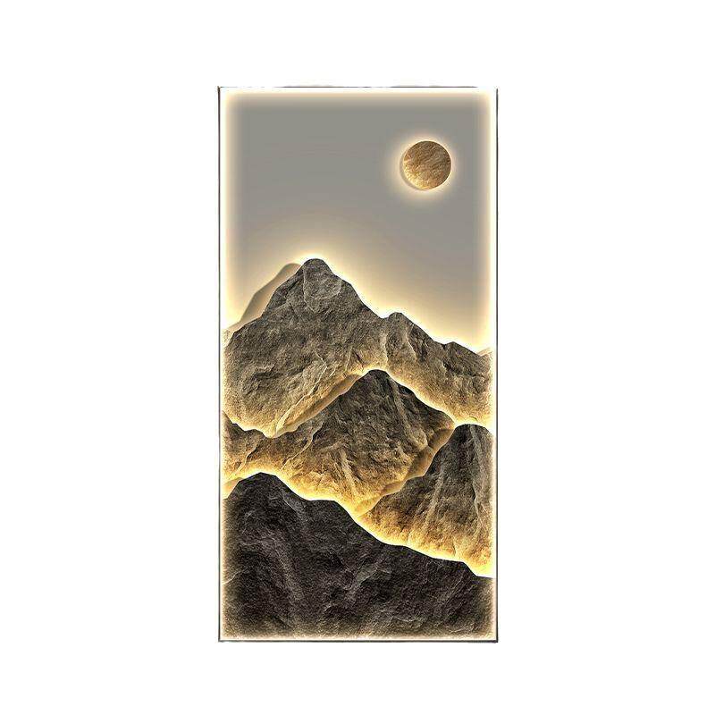 背有靠山玄关装饰画入户门走廊过道挂画竖版高档轻奢客厅壁画灯画