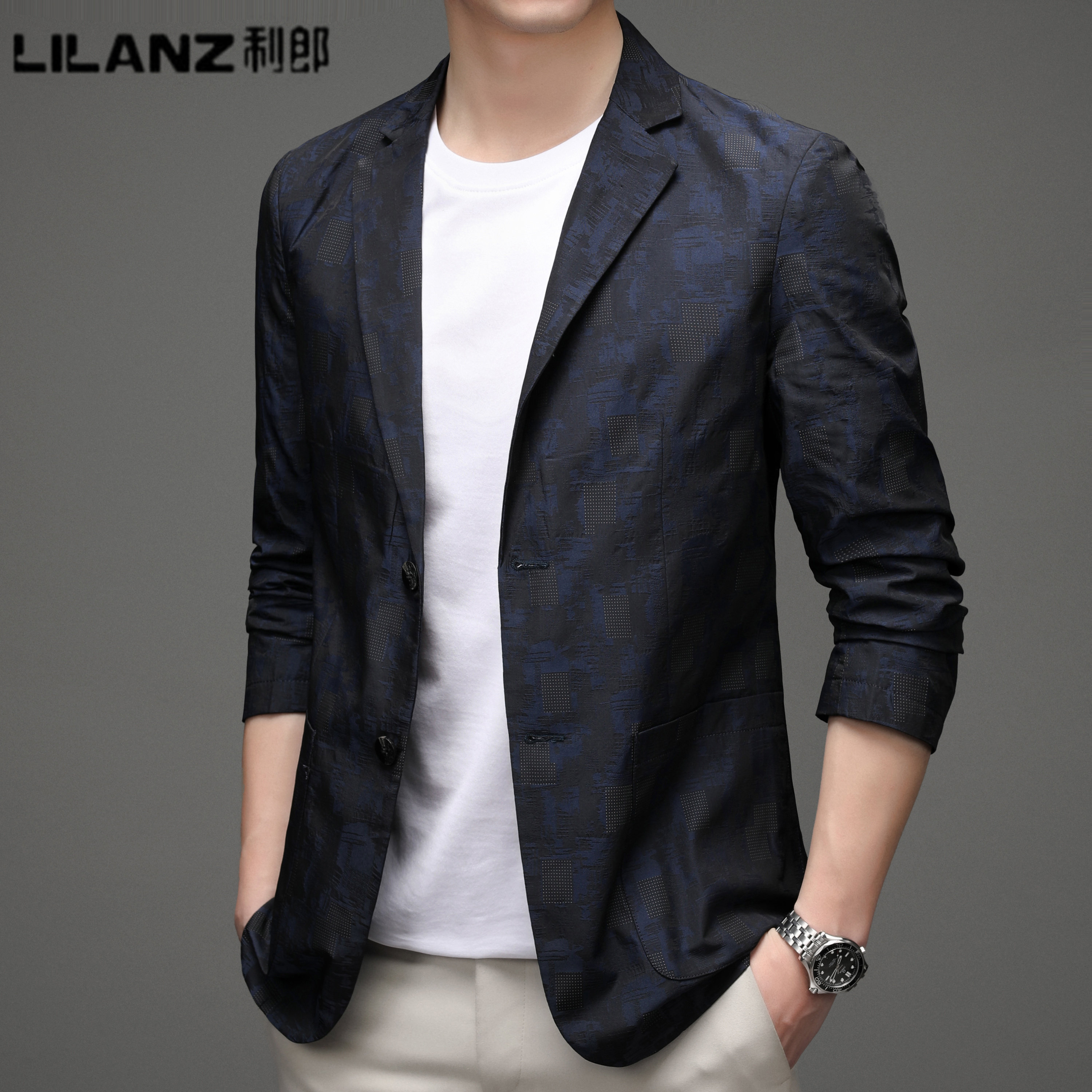 利郎男装休闲西装男士2026春秋季修身单排扣时尚高级感西服外套男