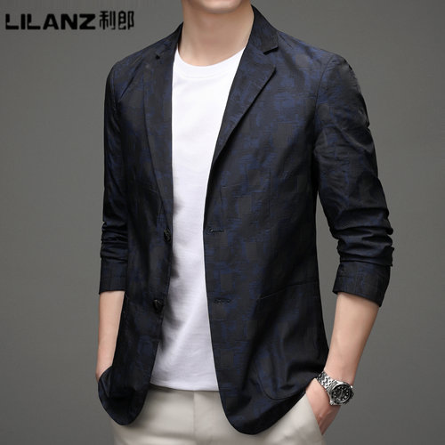 利郎男士春秋修身单排扣西服