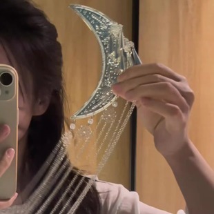 月落风雨~侠女感流苏弯月发簪民族风苗疆清冷感旗袍汉服盘发头饰