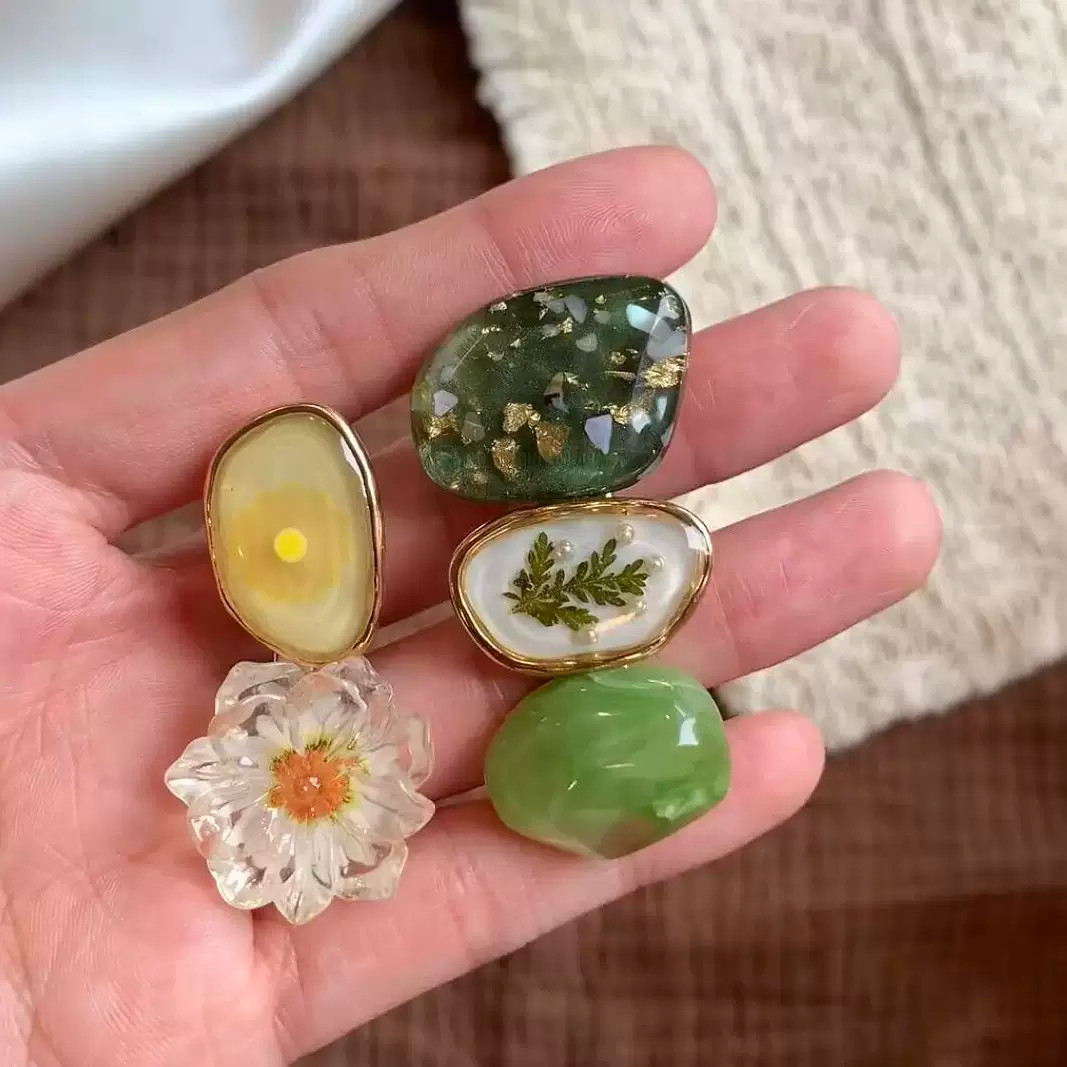 青枝甘露~雏菊花朵滴釉发夹~清新