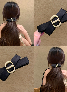 富贵千金~黑色猪鼻子CD蝴蝶结香蕉夹竖夹发量多2025年新款横夹子