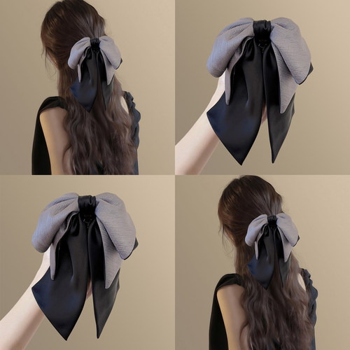 切克西黑~流光飘带蝴蝶结马尾夹