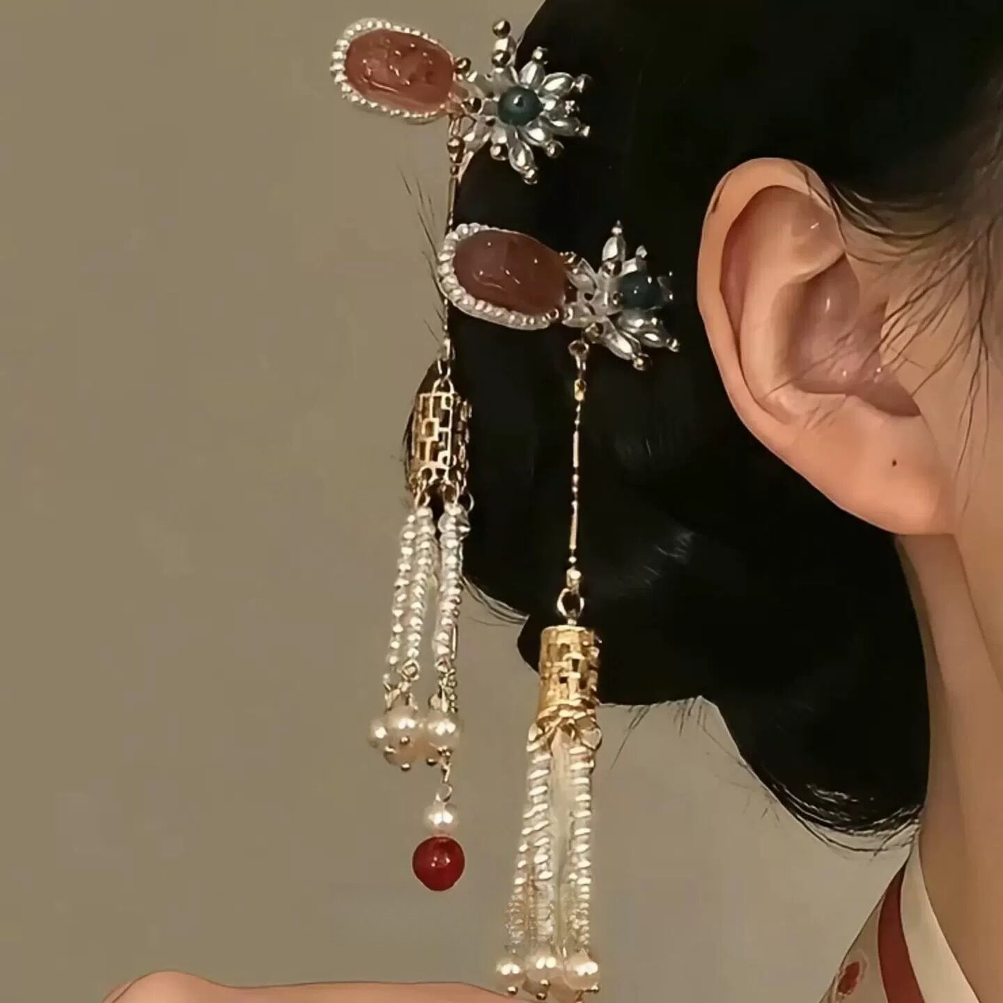 「瑶璃」温柔红玛瑙雕花发簪古风