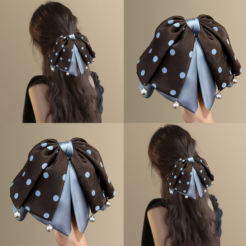 《迷迭热可可》法式缎面波点发夹