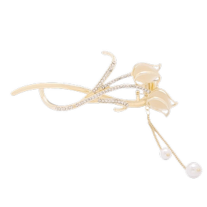 气质猫眼郁金香新款发饰一字夹女网红扭扭夹高级感发夹后脑勺抓夹