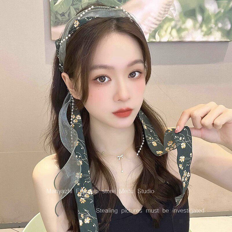 灵动又温柔~法式碎花发带丝巾！绑发夏季飘带发箍系带编丝带编发