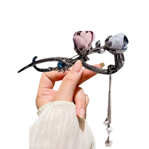 吾爱为花气质发饰一字夹发卡后脑勺扭夹高级感盘发抓夹青蛙扣发夹